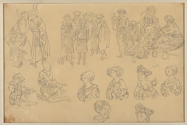 Figures in Medieval Costume (Tracings from the "Nuremberg Chronicle") — Eugène Delacroix